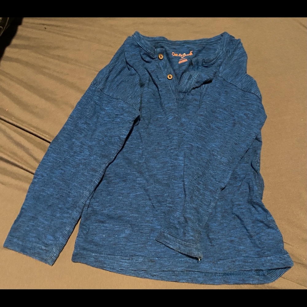 Long sleeve striped tee blue and black